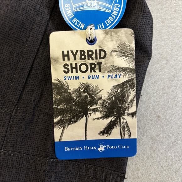Beverly Hills Polo Club Swim Shorts Mens M Gray Hybrid Mesh Liner Trunks Suit - Picture 7 of 9